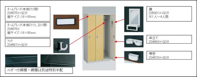 ＫＺ－Ⅱロッカーと付属部品